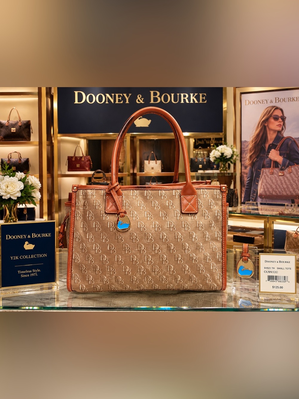 NWT Vintage Y2K Dooney & Bourke Signature DB Small Tote SV921 TH NOS